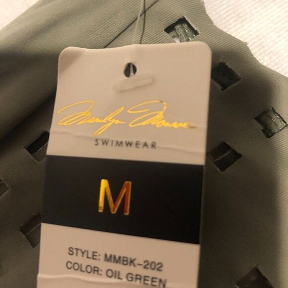 Marilyn Monroe Swimwear High-Waisted cut-out Bikini Bottom ( M) Olive Green NWT - Picture 2 of 5